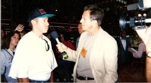 Gig Schmidt, interviewed by Showtime TV for Mike Tyson vs Jersey fighter Bruce Seldon, MGM Las Vegas, Sept 1996