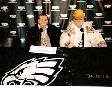 Gig Schmidt and brother Philadelphia Eagles Press Conference Location Game vs Cowboys, Lincoln Center, Dec 19, 2004