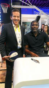 Gig Schmidt and Larry Johnson seated, CES 2016, January 6, 2016