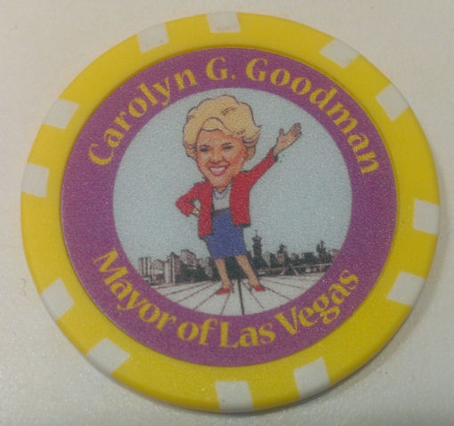 Las Vegas Mayor Carolyn Goodman business card poker chip, Caesars Palace, Oct 7, 2014 (front)